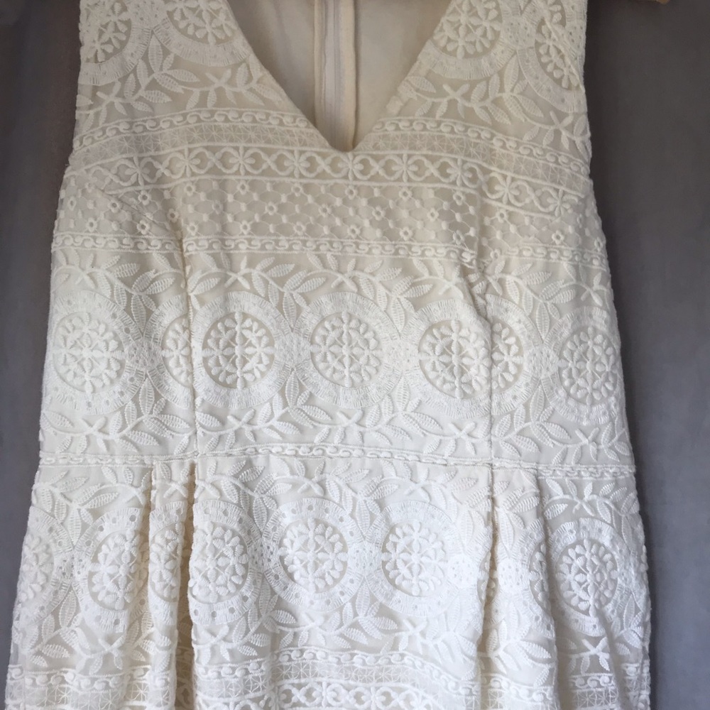 Cream H&M embroidered dress